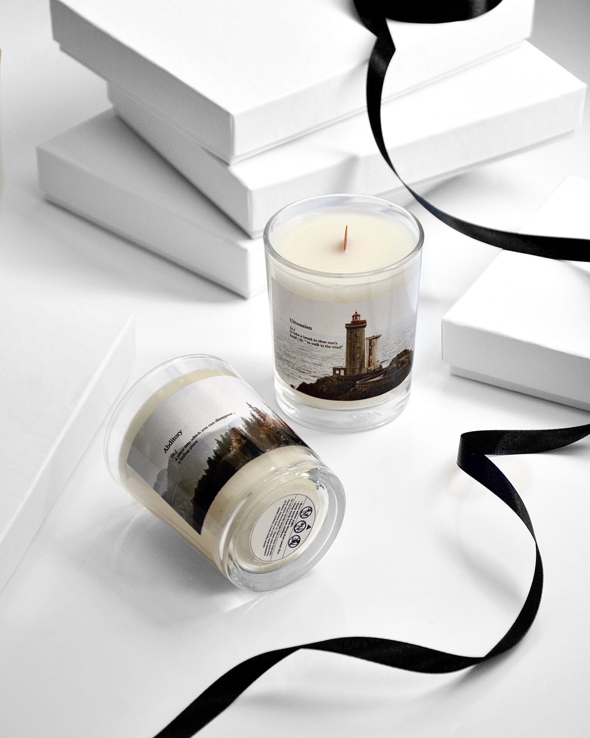 A candle printed with personalised wording